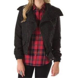 Vans Womens Jamie Black Wool Blend Moto Inspired Jacket